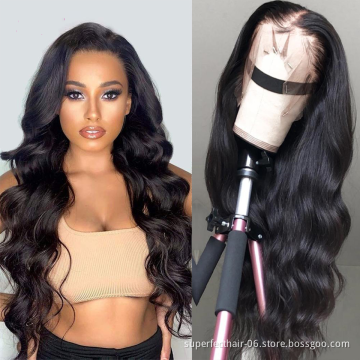 Hot Selling 150% Density Human Hair wig HD Transparent Lace Front Brazilian Hair with BodyWave Natural Color Wigs